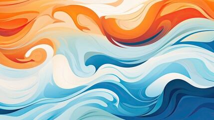Poster - Abstract wave orange white and blue background 