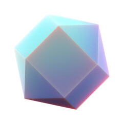 Fototapete -  3d gradient geometric abstract icosphere shape for your design on an isolated background. 3d rendering icon.