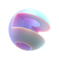 Fototapete -  3d gradient geometric abstract patterned sphere shape for your design on an isolated background. 3d rendering icon.