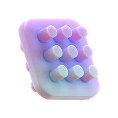 Poster -  3d gradient geometric abstract tile with cylinders attach shape for your design on an isolated background. 3d rendering icon.