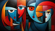 Cubist faces collage