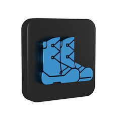 Wall Mural - Blue Boots icon isolated on transparent background. Black square button.