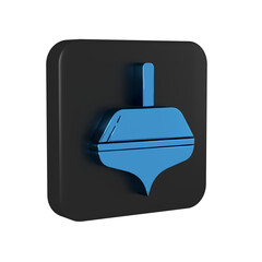 Sticker - Blue Hanukkah dreidel icon isolated on transparent background. Black square button.