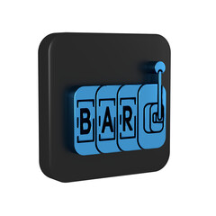 Canvas Print - Blue Slot machine icon isolated on transparent background. Black square button.