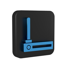 Poster - Blue Router and wi-fi signal symbol icon isolated on transparent background. Wireless ethernet modem router. Computer technology internet. Black square button.