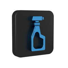 Poster - Blue Cleaning spray bottle with detergent liquid icon isolated on transparent background. Black square button.