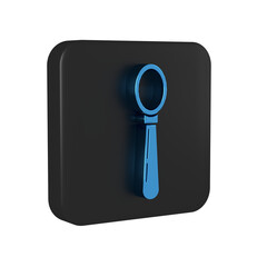 Poster - Blue Spoon icon isolated on transparent background. Cooking utensil. Cutlery sign. Black square button.