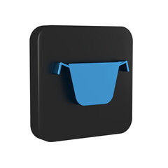 Sticker - Blue Cooking pot icon isolated on transparent background. Boil or stew food symbol. Black square button.