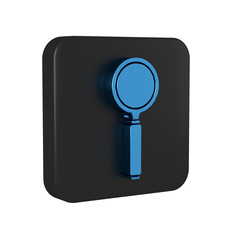 Poster - Blue Magnifying glass icon isolated on transparent background. Search, focus, zoom, business symbol. Black square button.