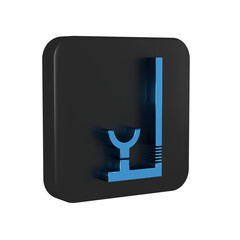 Poster - Blue Snorkel icon isolated on transparent background. Diving underwater equipment. Black square button.