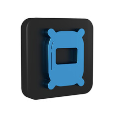 Canvas Print - Blue Bag of flour icon isolated on transparent background. Black square button.