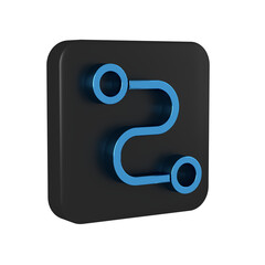 Poster - Blue Route location icon isolated on transparent background. Map pointer sign. Concept of path or road. GPS navigator. Black square button.