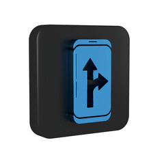 Poster - blue infographic of city map navigation icon isolated on transparent background. mobile app interfac