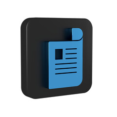 Sticker - Blue Document icon isolated on transparent background. File icon. Checklist icon. Business concept. Black square button.