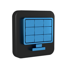 Sticker - Blue Solar energy panel icon isolated on transparent background. Black square button.