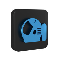 Poster - Blue Astronaut helmet icon isolated on transparent background. Black square button.