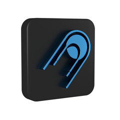 Sticker - Blue Satellite icon isolated on transparent background. Black square button.