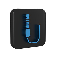 Wall Mural - Blue Audio jack icon isolated on transparent background. Audio cable for connection sound equipment. Plug wire. Musical instrument. Black square button.