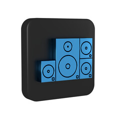 Canvas Print - Blue Stereo speaker icon isolated on transparent background. Sound system speakers. Music icon. Musical column speaker bass equipment. Black square button.