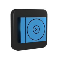 Poster - Blue CD or DVD disk icon isolated on transparent background. Compact disc sign. Black square button.