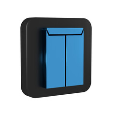Poster - Blue Envelope icon isolated on transparent background. Email message letter symbol. Black square button.