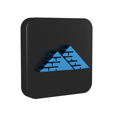 Canvas Print - Blue Egypt pyramids icon isolated on transparent background. Symbol of ancient Egypt. Black square button.