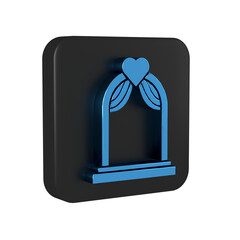 Poster - Blue Wedding arch icon isolated on transparent background. Wedding decoration. Black square button.