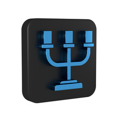 Wall Mural - Blue Candlestick icon isolated on transparent background. Black square button.