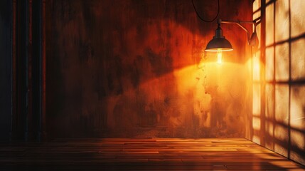Poster - A lamp in a dark, empty room