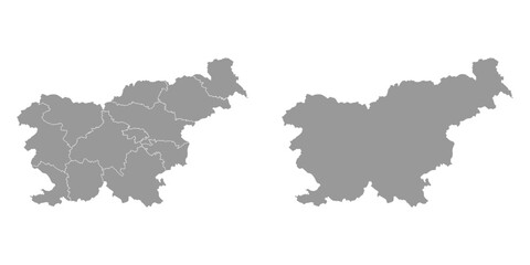  Slovenia grey map with regions. Vector illustration.