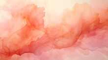 Abstract Background With  Smears Of Watercolor Paint In Peach Fuzz Color 