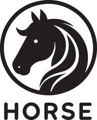 Poster - Horse Face Logo vector black color silhouette, isolated white background