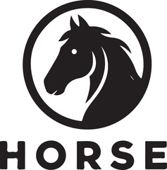 Poster - Horse Face Logo vector black color silhouette, isolated white background