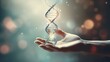 A hand with DNA in the air on blurred neutral background as healthcare biological engineering and biotechnology and biochemistry medical science and concept
