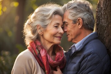 Wall Mural - Timeless Romance: Elderly Couple Embracing the Beauty of Long-lasting Love