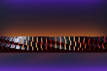 Poster - Abstract  gradient and geometric stripes  shape,    glowing   lines pattern, 3D illustration.