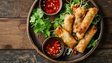 Fried Chicken Spring Rolls Vietnamese Food