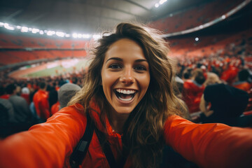 Euphoric Soccer Spectator Captures Stadium Moment