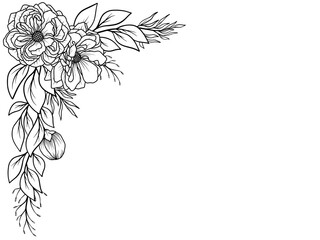 Wall Mural - bouquet flower corner outline illustration