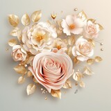 Fototapeta Tulipany - Luxurious sparkling gold rose heart for Valentine's Day.