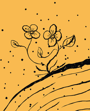 line art frame flowers