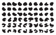 Vector liquid shadows random shapes. Black cube drops simple shapes. vector illustration isolate on white background.