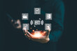 © zeeclock1 - Ai, Artificial intelligence technology. Smart robot ai. Secretaries help with finding information and storing documents. Big data analysis tools. Security system, Internet cloud connection, chatbot
