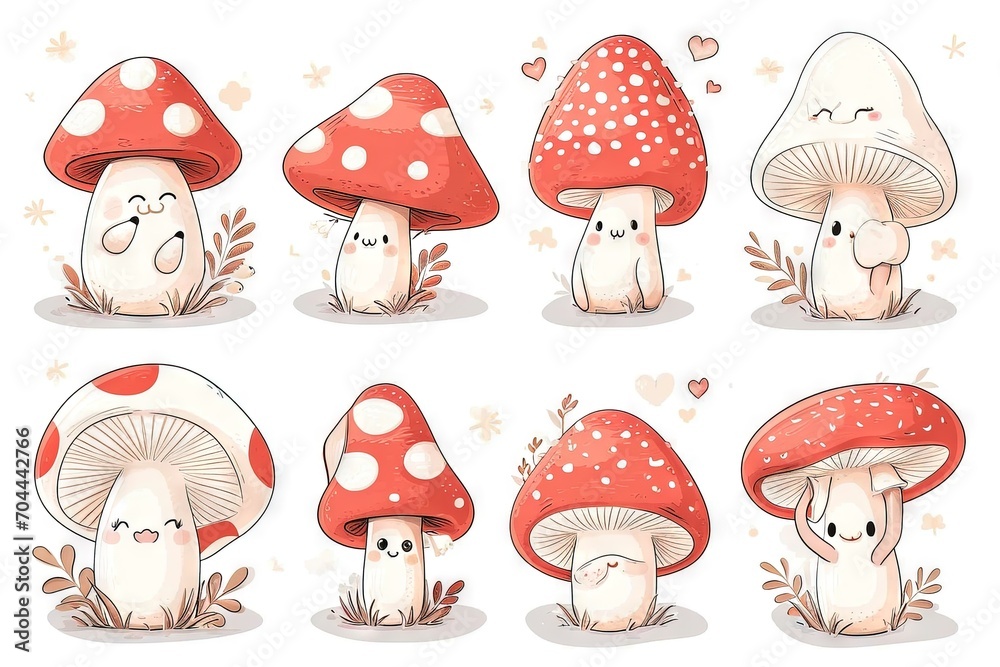 Very childish watercolor vintage cartoon cute and charming kawaii red ...