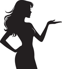 Canvas Print - Silhouette of woman presenting something pose