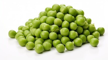 Poster - Close-up realistic photo of a small mound of green peas on a white background Generative AI