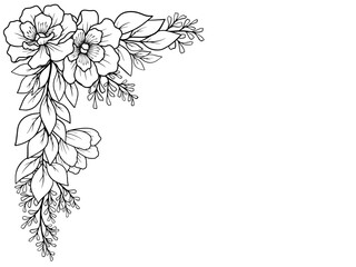 Wall Mural - bouquet flower corner outline illustration