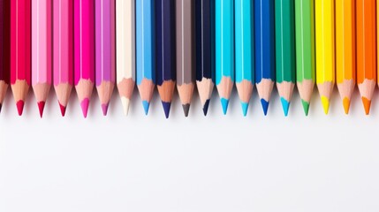Poster - Set of colored pencils lined up Generative AI