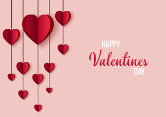 Aufkleber - Valentine's day Background with Heart shape Paper cut. Vector illustration. Creative design for sale concept, voucher template, posters, brochure.