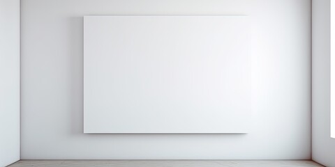 Wall Mural - Minimalist room with a big blank white painting on the wall.